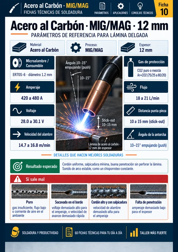 Ficha de parámetros de soldadura: ejemplo 6