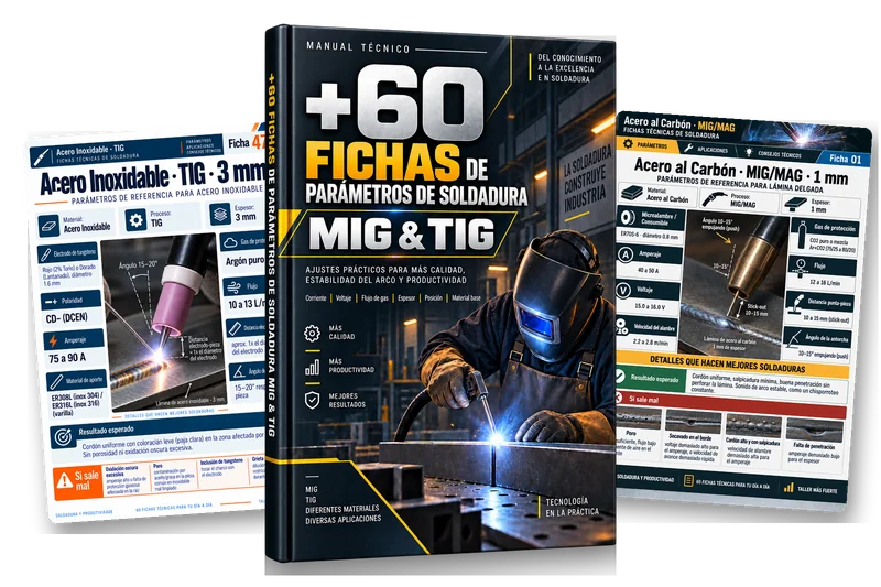 Mockup Plan Básico: 60 Fichas de Parámetros de Soldadura
